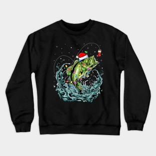 Bass Fishing Xmas Lighting Fisherman Fish Christmas Crewneck Sweatshirt